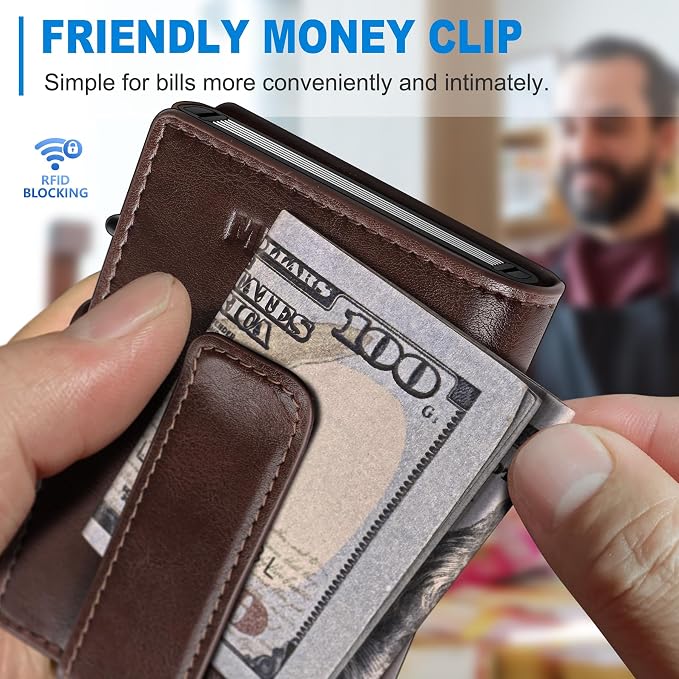 Wallet for Men with Money Clip Coins Pocket ID Window Gift Boxed, Slim Smart - Image 6
