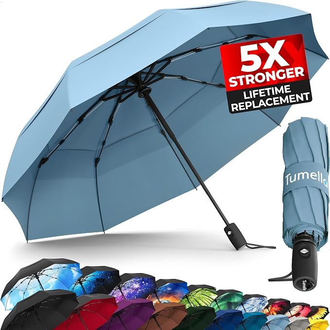 TUMELLA Strongest Windproof Travel Umbrella, Small Strong but Light Portable by Tumella