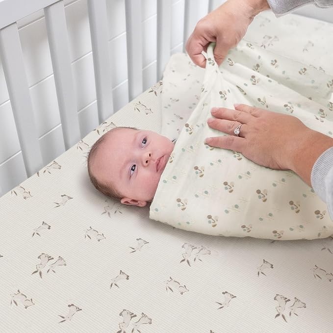 Crane Baby 100% Organic Cotton Gender Neutral Animal Nursery Bedding, Fitted - Image 4