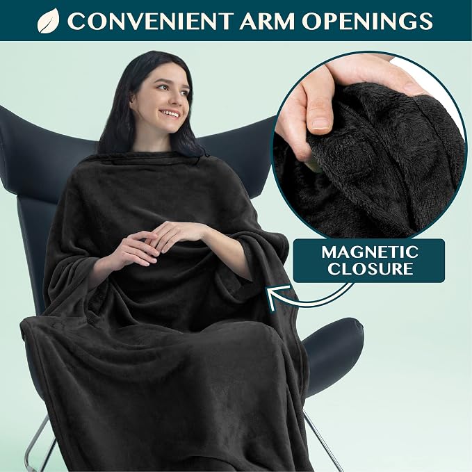 PAVILIA Travel Blanket and Pillow, Arms Opening Airplane Blankets - Image 2