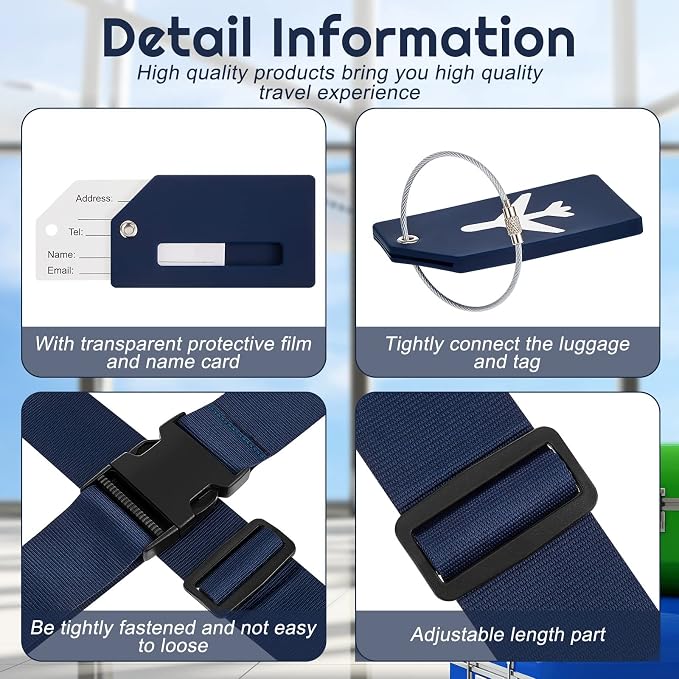Weewooday 8 Pcs Luggage Straps Suitcase Tags Set - Image 3