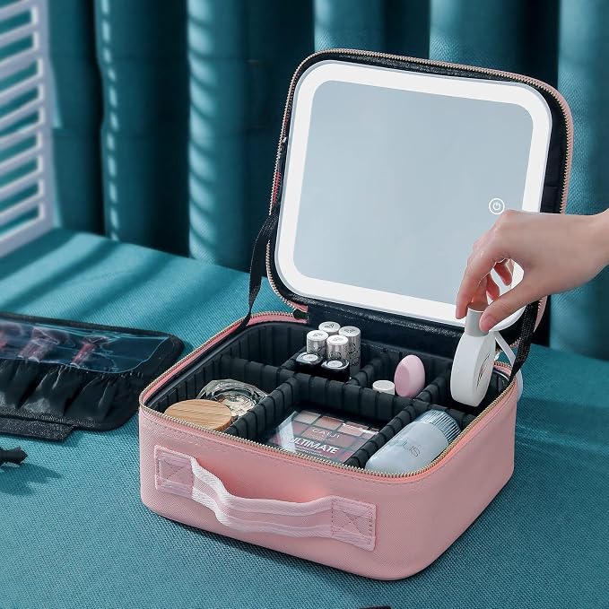 Travel Makeup Bag with Magnetic Removable Lighted Mirror, Cosmetic Bag - Image 7