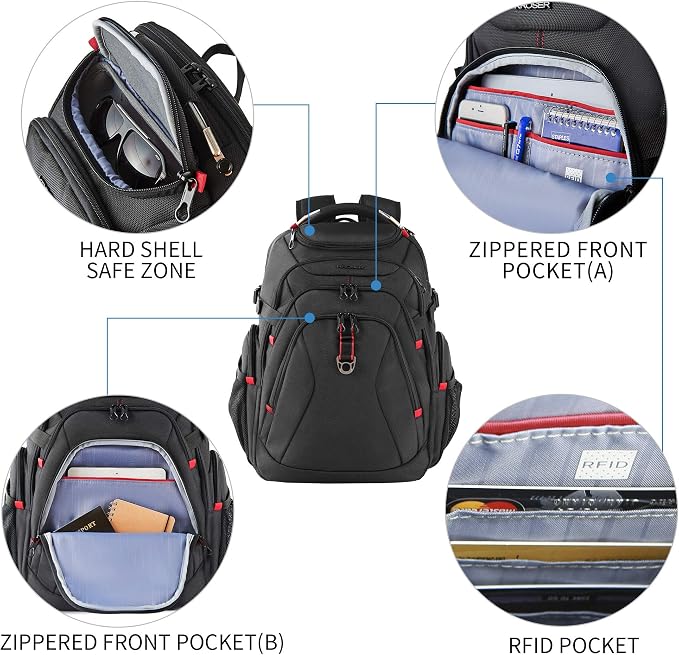 KROSER Travel Laptop Backpack 17.3 Inch XL Computer Backpack - Image 3