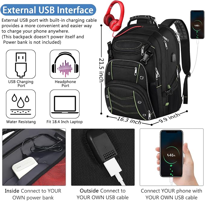 VECKUSON 18.4 Inch Laptop Backpack - Image 5