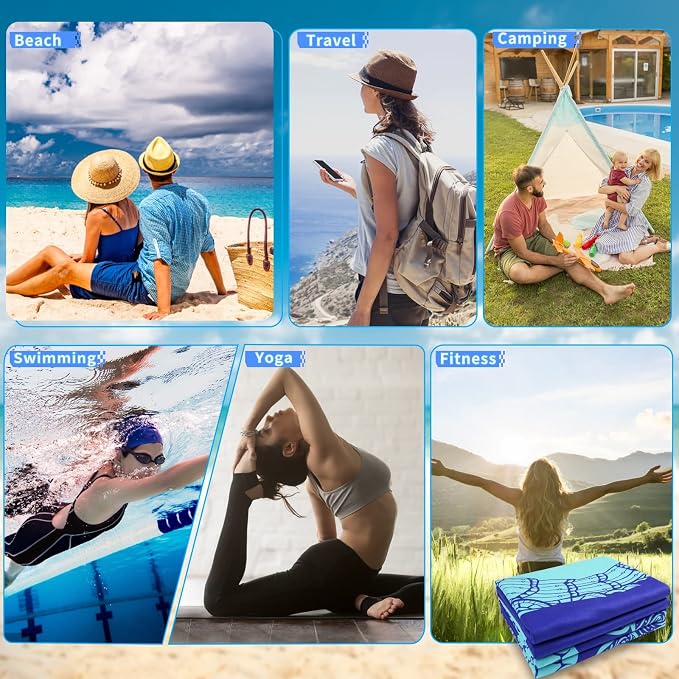 4 Pack Microfiber Oversized Lightweight Beach Towel 71"x32" Extra Thin Large - Image 7