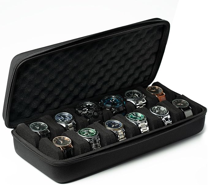 12 slots Watch Case, hard watch travel case, storage box, padded case - Image 6