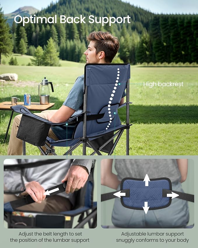 SONGMICS Oversized Lumbar Support Camping Chair, Heavy-Duty Outdoor Folding - Image 5