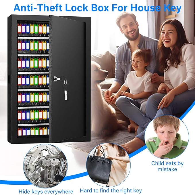 175 Keys Key Lock Box, Anti-Theft Key Cabinet - Image 8