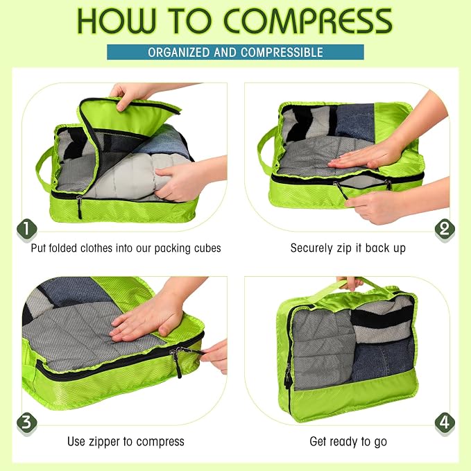 5 Pcs Packing Cubes for Suitcase Large Travel Cubes Carry on Luggage Organizer - Image 3