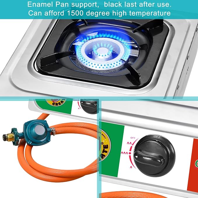 Vivicreate 10000 BTU Single Burner Propane Gas Stove Outdoor Camping Cooker - Image 2