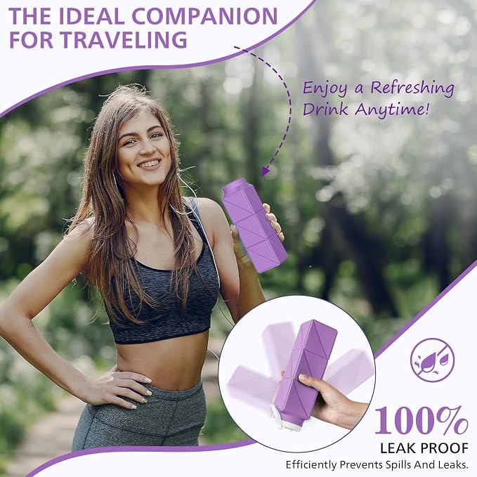 610ml Collapsible Water Bottles Upgrade Foldable Water Bottle BPA Free Reusable - Image 4