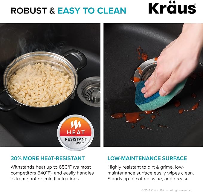 KRAUS Forteza 33-inch Drop in/Undermount 50/50 Double Bowl Granite Kitchen Sink - Image 9