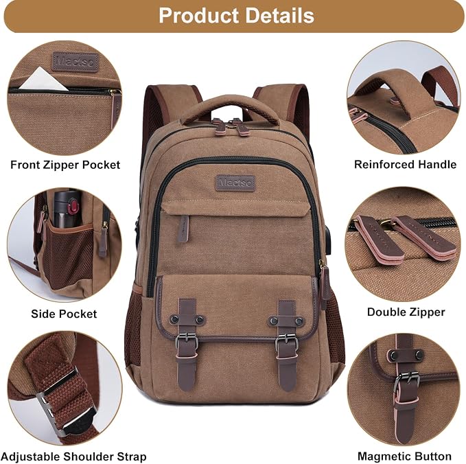 Mactso Canvas Travel Laptop Backpack - Image 6
