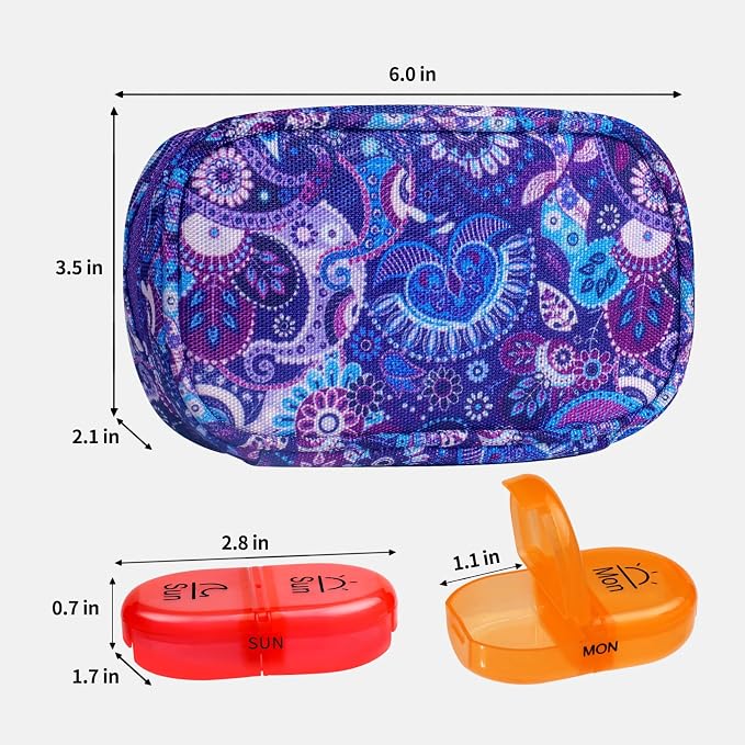 Serfeymi Weekly Travel Pill Organizer 2 Times A Day AM PM Rainbow Pill Box 7 Day - Image 2