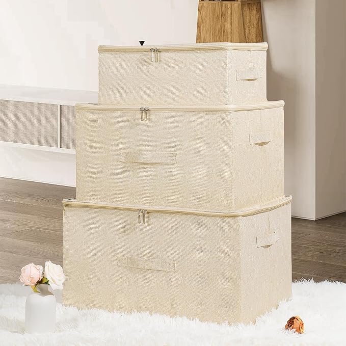 ANMINY 2PCS Storage Bins with Zipper Lids 51.9 Qt Lidded Fabric Storage Boxes - Image 9