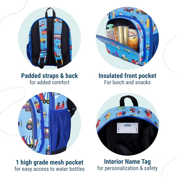 Wildkin 12-inch Kids Backpack – Padded, Adjustable, and Trucks - Image 3