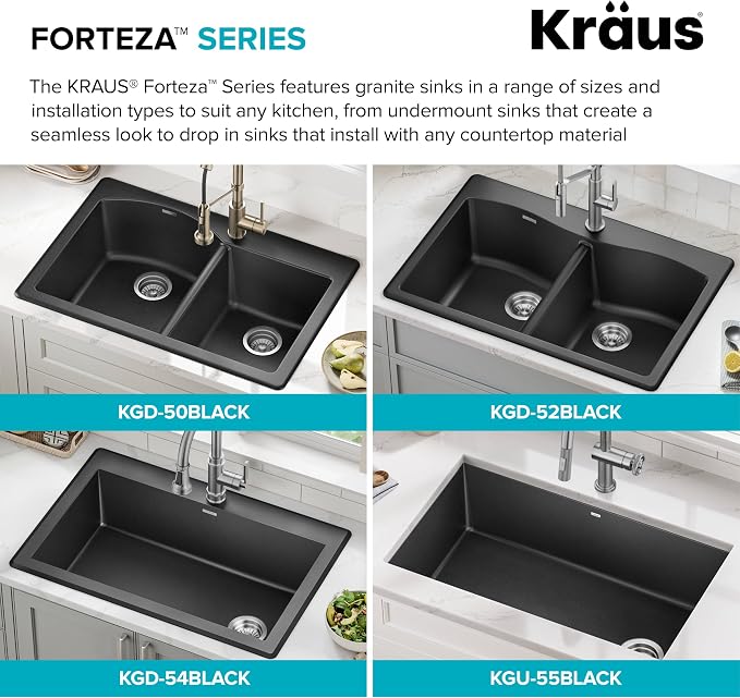 KRAUS Forteza 32-inch Undermount Single Bowl Granite Kitchen Sink in Grey - Image 16