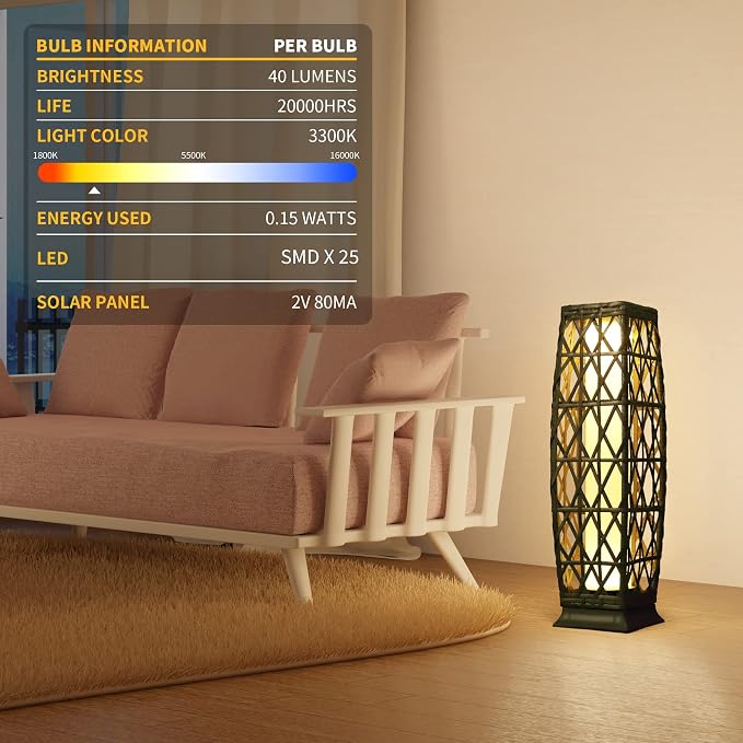 Solar Floor Lamp, Outdoor Floor Lamp, Solar Lanterns Outdoor Waterproof - Image 6