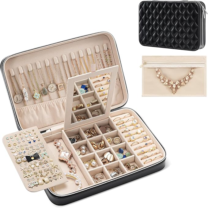 Lolalet Travel Jewelry Case for Women, Travel Jewelry Organizer Box by Lolalet