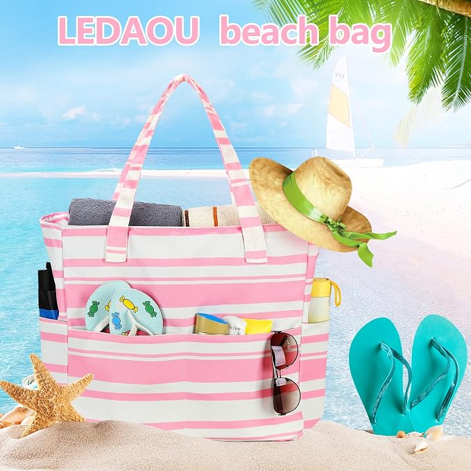 LEDAOU Beach Bag Waterproof Sandproof Women Tote Bag Pool Bag - Image 8