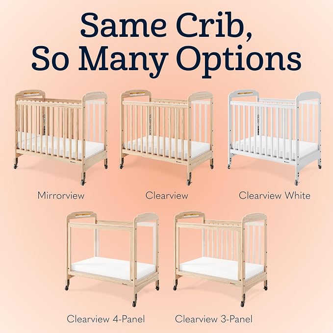 Foundations Serenity 3-Panel Clearview Compact Crib, Fixed-Side, Natural Wood - Image 8