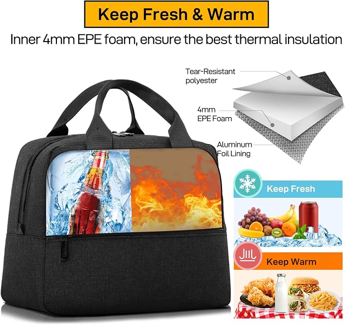 HOMESPON Insulated Lunch Bag for Women Men Lunch Box Cooler Lunch Tote for Work - Image 5