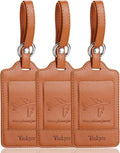 Teskyer Luggage Tags, 3 Pack Premium PU Leather Luggage Tags Privacy Protection by TESKYER