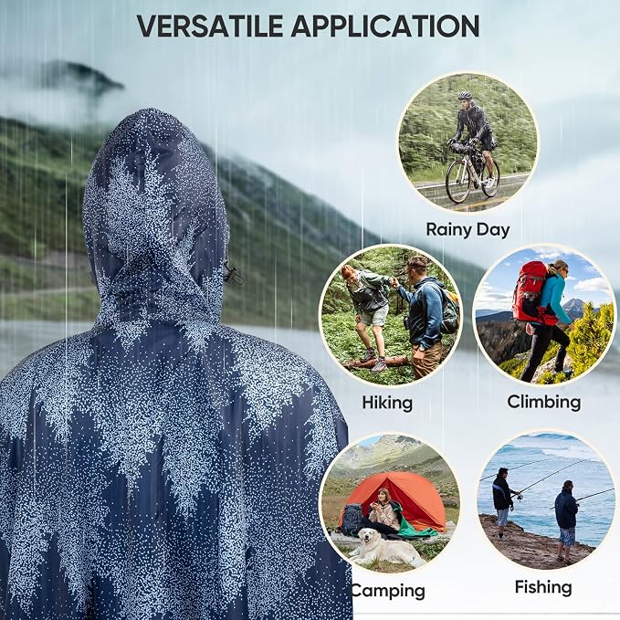 PTEROMY Hooded Rain Poncho for Adult - Image 6