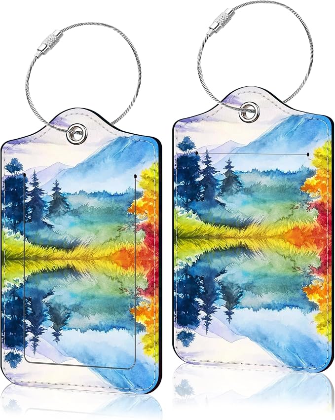 2 Pack Luggage Tag for Suitcase, Cute Unique Leather Suitcase Tags Identifiers by COWDIY