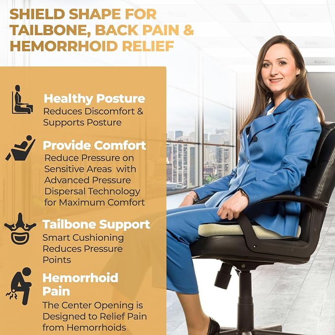 Patented 55D Memory Foam Seat Cushion– Ergonomic Office Chair Cushion - Image 3
