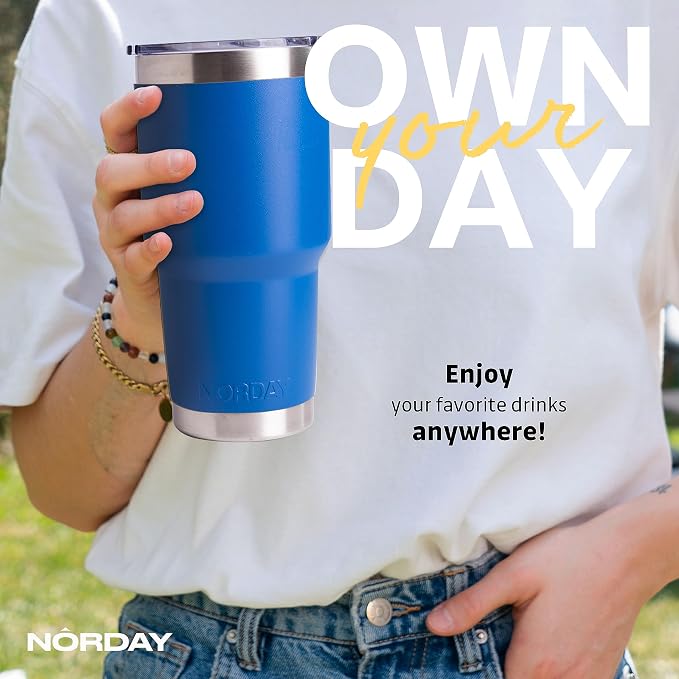 NORDAY | Tumbler with Lid - 30oz - Blue Insulated Tumbler - Stainless Steel - Image 5