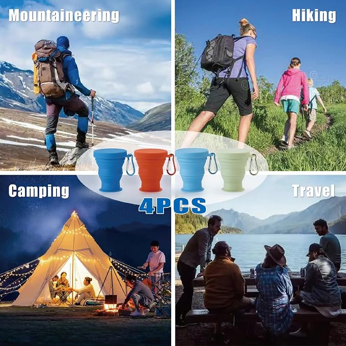 GUANCI Silicone Collapsible Travel Cup Set Silicone Folding Camping Cup - Image 2