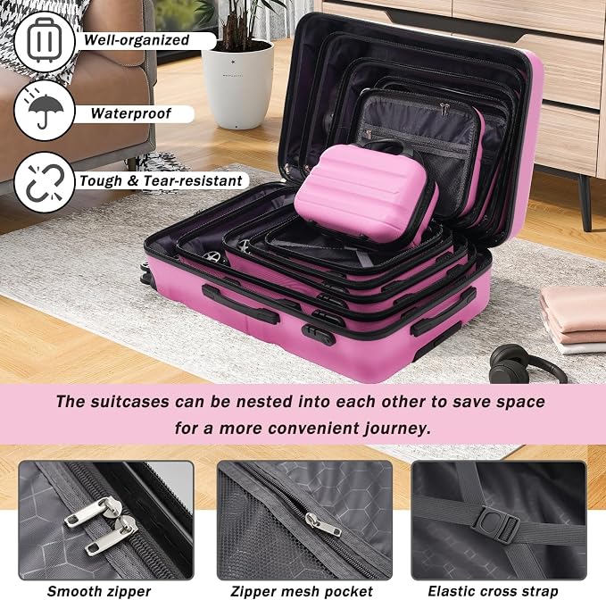 Merax Luggage Set 6 Piece, Hardshell ABS Suitcases - Image 6
