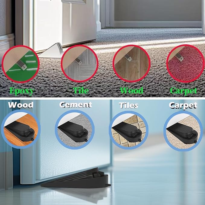 Door Stoppers for Bottom of Door Heavy Duty Adjustable Spring Loaded Rubber - Image 6