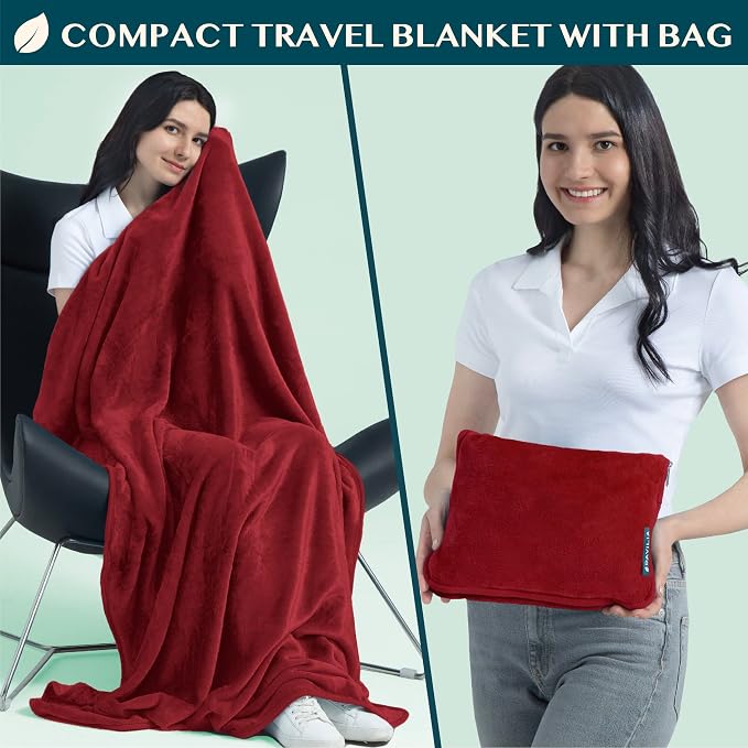 PAVILIA Travel Blanket Pillow, Soft Airplane Blanket 2-in-1 Combo Set, Plane - Image 2