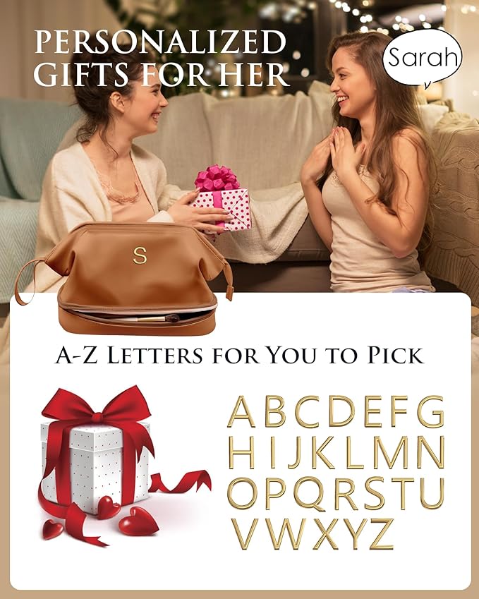 Women Gift Ideas, Personalized Makeup Bag, Monogrammed Gifts, Initial Double - Image 2