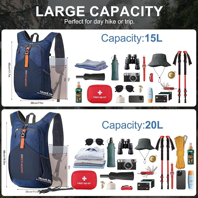15L Small Hiking Backpack for Men Women Foldable Packable Back Pack Ultralight - Image 5