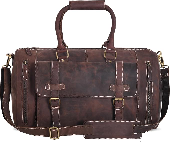 Genuine Leather Duffle Bag for Men | Vintage Weekender Travel Bag | Overnight by OakLeathers
