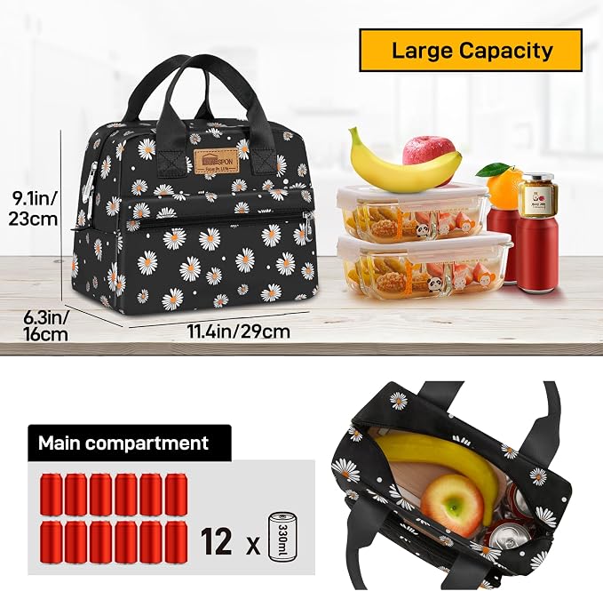 HOMESPON Insulated Lunch Bag for Women Men Lunch Box Cooler Lunch Tote for Work - Image 3