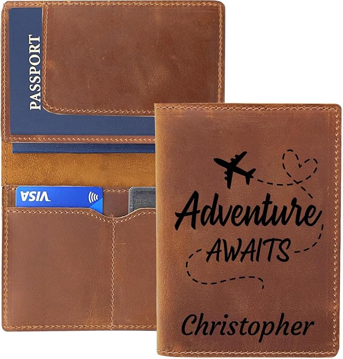 Personalized Leather Passport Holder, Custom Travel Wallet, Genuine Leather - Image 3