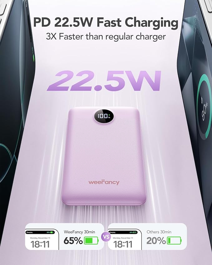Mini Portable Charger with Built-in Cables 22.5W Fast Charging Power Bank USB-C - Image 3