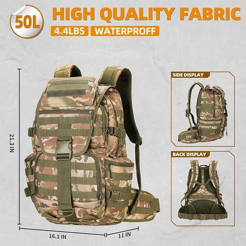 50L Military Tactical Backpack Hiking Waterproof Backpack Large Military Pack 3 - Image 2