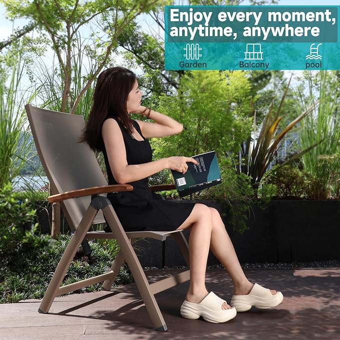 Adjustable Folding Chair, Indoor & Outdoor Balcony, Patio Porch, Garden Lawn - Image 5