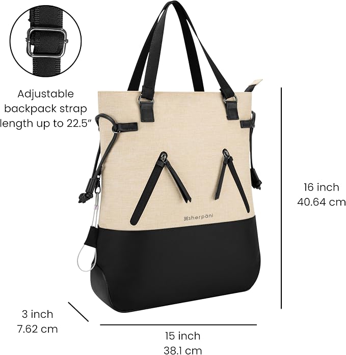 Sherpani Tempest, Anti Theft Convertible Backpack Tote, 14L Travel Backpack - Image 3