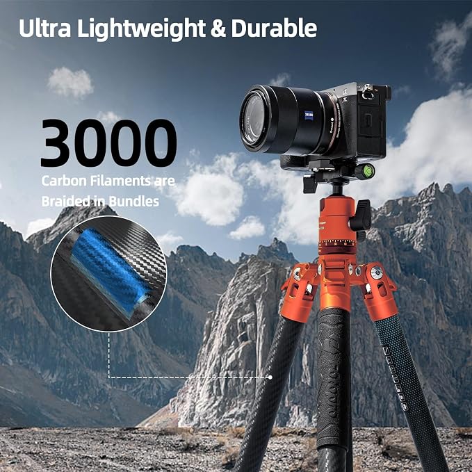 Fotopro Carbon Fiber Tripod 60 Inch 360 Degree Ball Head Quick Release Plate - Image 3