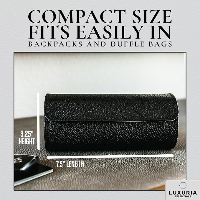 Watch Roll Travel Case for 2 Watches | Hidden Jewelry Storage Compartment - Image 6