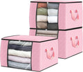 Fab totes 3 Pack Clothes Storage, Foldable Thick Fabric Blanket Storage Bags by Fabtotes