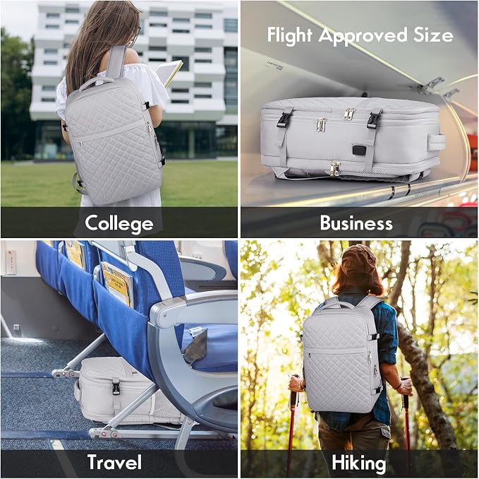 MOMUVO Large Travel Backpack Women, Flight Approved Carry On Backpack, Water - Image 7