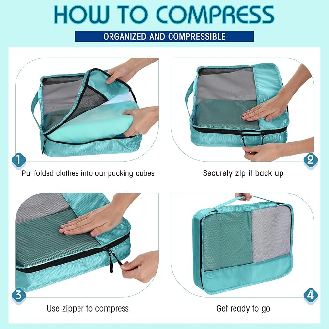 5 Pcs Packing Cubes for Suitcase Large Travel Cubes Carry on Luggage Organizer - Image 3