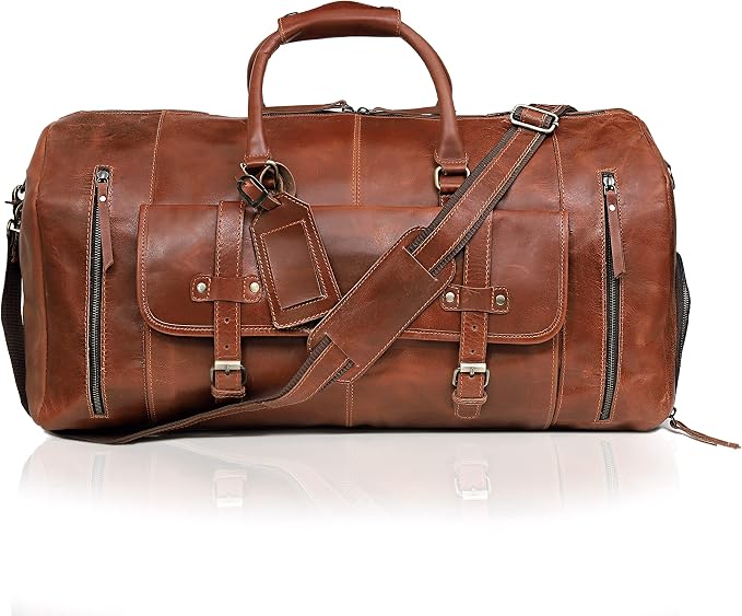 20 Inch Leather Duffle Bag Handmade Rustic Overnight Weekend Bag - Image 6